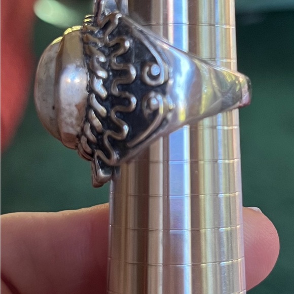 Exceptional Vintage Sterling Silver Ring With Stone Heavy - Picture 3 of 6